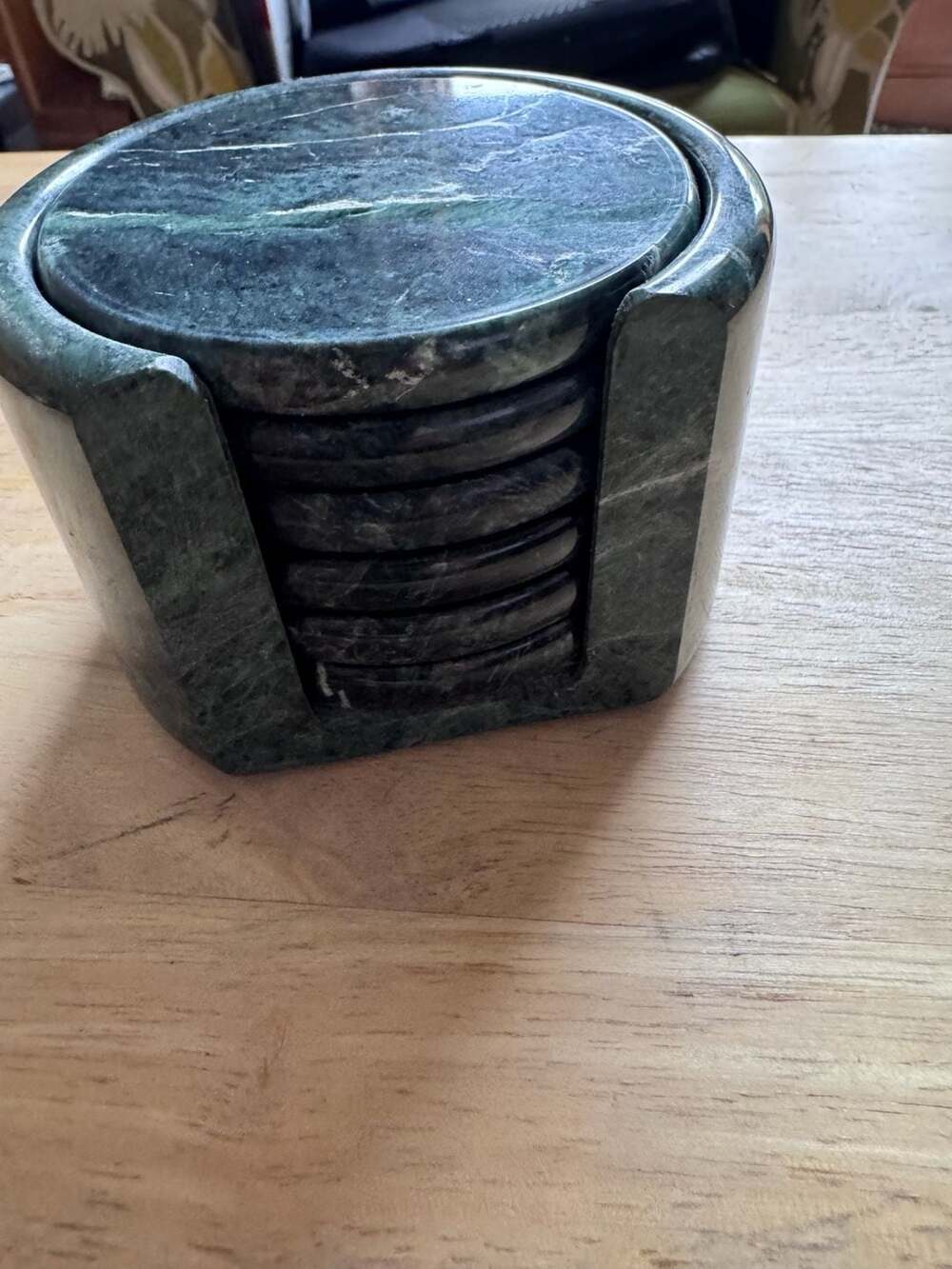 Studio Nova Green Marble Coaster Set With Holder
